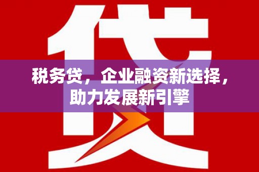 沙溪税务贷，企业融资新选择，助力发展新引擎