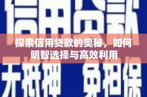 沙溪探索信用贷款的奥秘，如何明智选择与高效利用